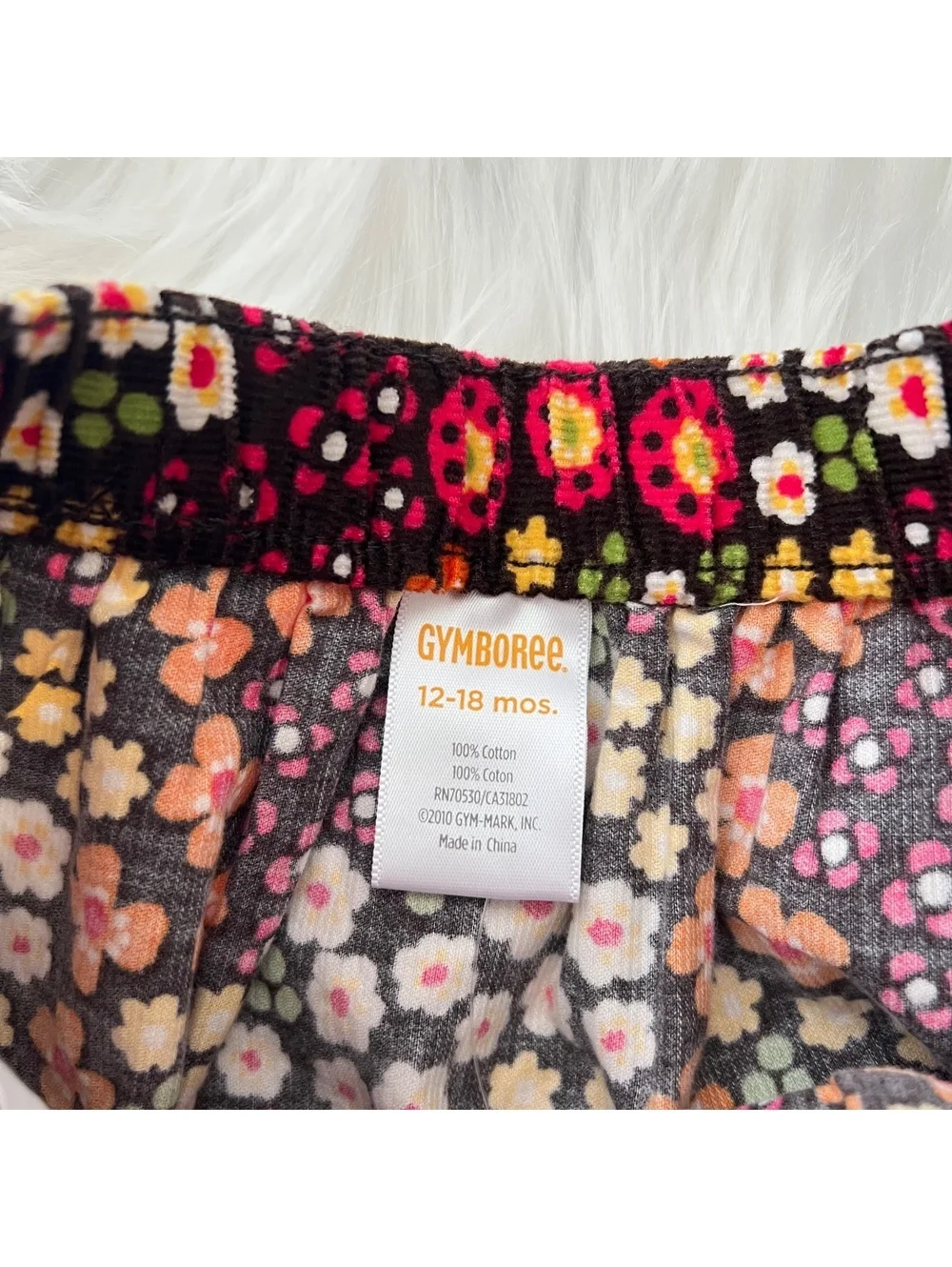 NWT Gymboree Brown Floral Corduroy Pleated Pull-On Skirt 12-18 Mos Fall Cotton